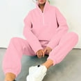 thumbnail image 7 of Oversized Cotton Sweatsuits Tracksuits Two Piece Womens Lounge Outfits 1/2 Zip Sweatshirt Cinch Bottom Sweatpant Sets (S, Pink), 7 of 7