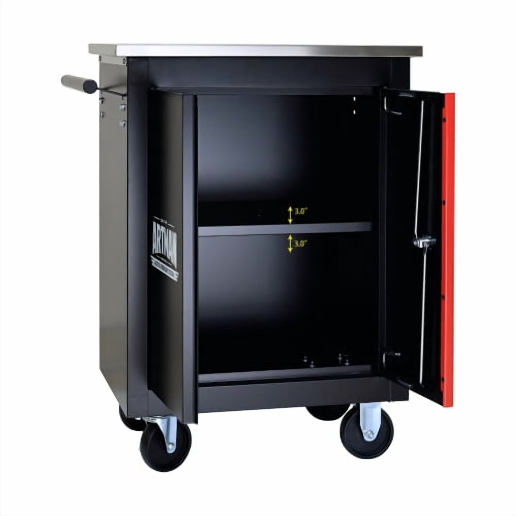 POVANLI Double Portable Tool Box With Wheels,Tool Chest With Key Locking Tool Boxes/Organizers Black&Red