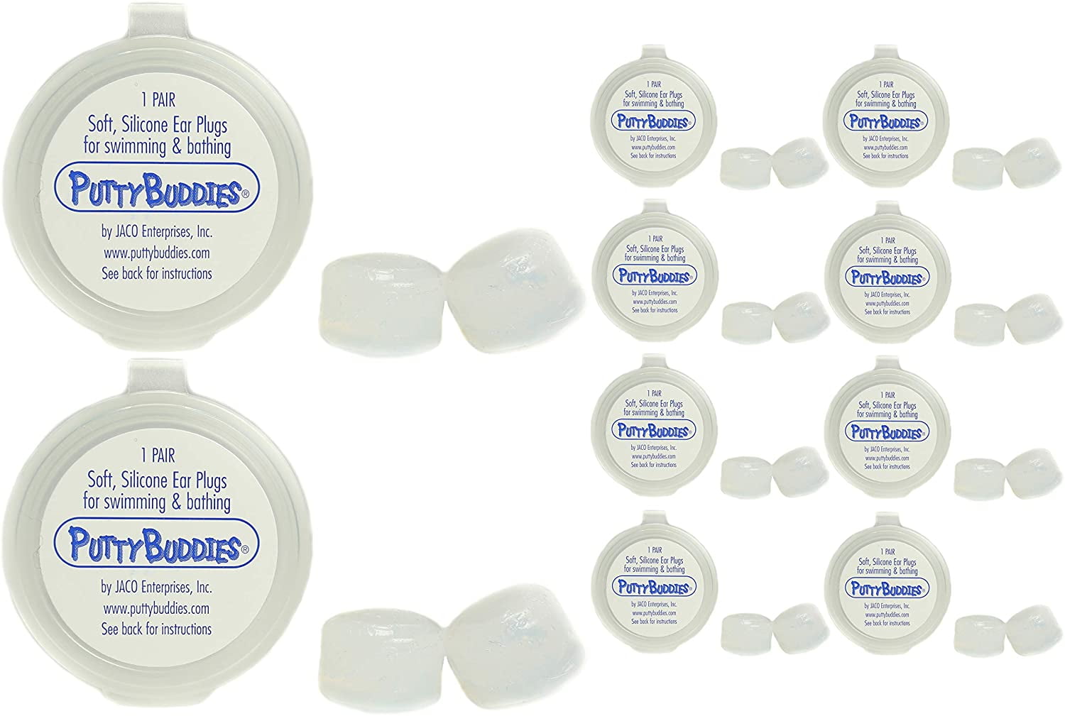 PUTTY BUDDIES Ear Plugs 10Pair Pack Soft Silicone Ear Plugs for