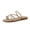 Tan, variant on Cushionaire Venue Women’s Strappy Toe-Loop Slide Sandals with Gold-Tone Accent & Memory Foam Comfort | Minimalist Summer Sandals for Women with Wide Widths Available