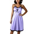 thumbnail image 5 of PInxai Nightgowns for Women with Built in Bras Lace V Neck Spaghetti Straps Chemise Loose Ruched Front Tie Bow Sleepwear Dress, 5 of 9