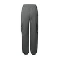 thumbnail image 4 of Hauaitttt Womens Daily Casual Solid Color 4 Pockets Elastic Waist Pants Long Trousers Cargo Pants Womens Beach Pants Lightweight Lightweight Sweatpants Women Women Jogging Pants Pants Women Casual, 4 of 4