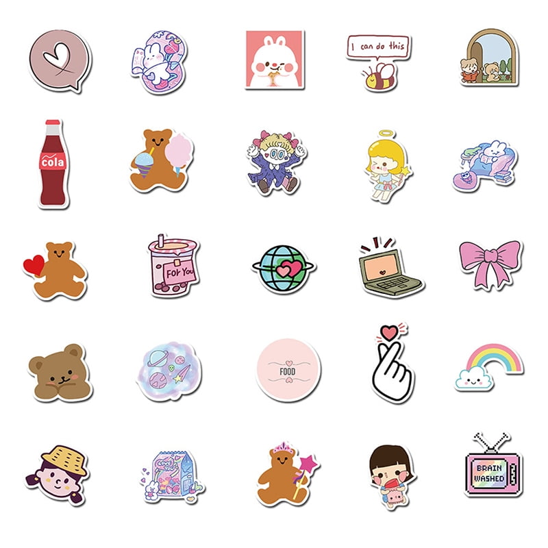 party yeah 50pcs korea ins bear girls stickers for diy skateboard guitar motorcycle laptop walmart com