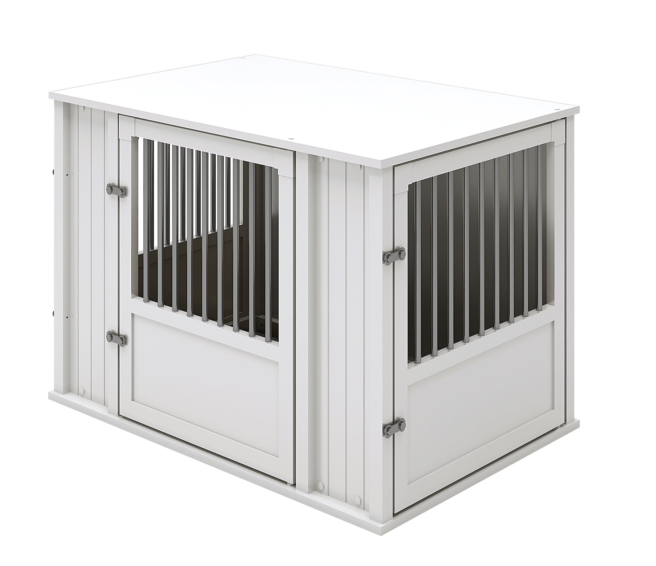 New Age Pet® ECOFLEX® Flexi Door Large Dog Crate in Off White with Brushed Stainless Bars