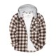 thumbnail image 1 of Men's Plaid Long Sleeve Shirt Men's Pocket Button Hooded Sweatshirt XL, 1 of 3