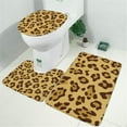 thumbnail image 2 of Yellow and Brown Of Leopard Print Bathroom Rugs Sets 3 Piece,Toilet Cover Set,Absorbent Non Slip Bathroom Mats Sets with U-Shaped Contour Rug Toilet Rug Set, 2 of 5