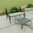 thumbnail image 3 of Jordan Manufacturing 48" x 18" Sun River Sky Multicolor Floral Rectangular Outdoor Settee Swing Bench Cushion with Ties, 3 of 13