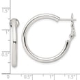 thumbnail image 2 of 925 Sterling Silver Polished 3.25mm Omega Back Round Hoop Earrings 29.85x29.75mm Wide 3.25mm Thick Hoop Earring for Wome, 2 of 2