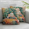 thumbnail image 3 of PHYHOO Merry Christmas Throw Pillow Covers, Christmas Wreaths Trees and Car Decorative Pillowcases Cushion Cover, Beige, 3 of 5
