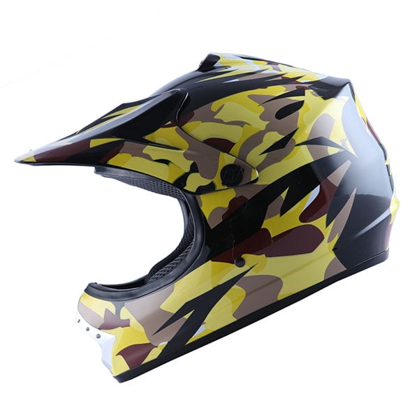 WOW Youth Kids Motocross BMX MX ATV Dirt Bike Helmet Spider Yellow Camo