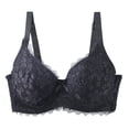 thumbnail image 2 of GEWSEY Sexy Lace Bras for Women Push Up V Neck Wireless Lined Comfort Bralettes Support Comfort Everyday Mesh Seamless Bra (Black, 38D), 2 of 5