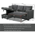 thumbnail image 2 of Alexent L-Shaped Sectional Sofa with Pull-Out Sleeper & Storage Recliner, Dark Gray Sofa for Living Room, 2 of 21
