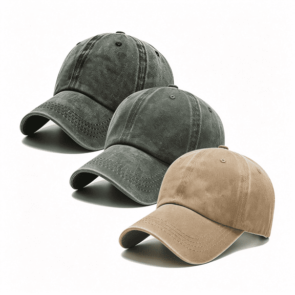 TELOLY 3 Pack Washed Plain Vintage Baseball Cap Cotton Adjustable Twill Bulk Low Profile Classic Dad Hat for Menwomen Vintage Hat Mens Baseball Cap Baseball Cap Women