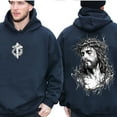 thumbnail image 5 of Jesus Crown of Thorns Double Sided Hoodie – Christian Graphic Faith Based Pullover, Religious Streetwear for Men and Women, 5 of 7