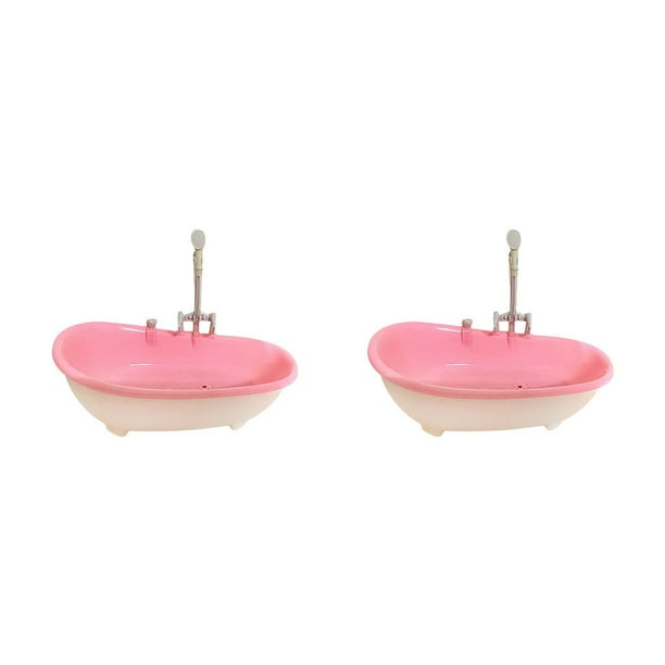 Vogacara 1/6 casa de muñecas en miniatura bañera juguetes de simulación para muñeca de 12 pulgadas rosa claro 2piezas Rosa claro