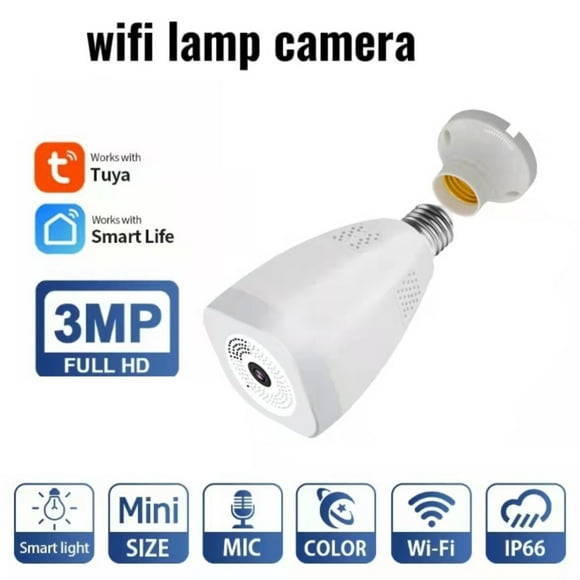 Qiopertar Clearance Free Shipping Smart Lam-p Camera,3MP Full HD WiFi Camera Night Vision Bulb Network Indoor Monitor Wireless Surveillance Camera HD,Audio,Motion Detection