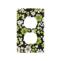 Yayeee Duplex Wall Plate 1-Gang 4.5"x2.7" Home Receptacle Light Switch Decorative Outlet Cover, Green Flower Pattern