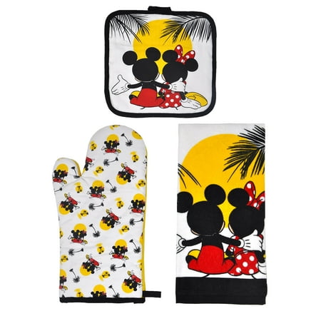  Mickey  Minnie Mouse  3pc Kitchen  Set  Oven Mitt Pot Holder 