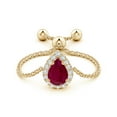 thumbnail image 2 of ANGARA Natural Pear-Shaped Ruby Halo Bolo Ring in 14K Yellow Gold for Women (Size-6x4mm) | July Birthstone, Birthday, Anniversary, Jewelry Gift for Women | Natural Ruby Ring, 2 of 8