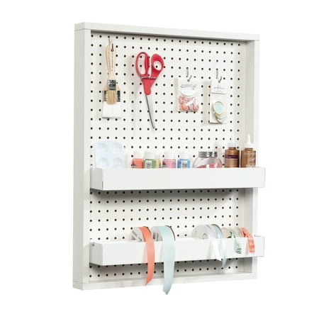 UPC: 0042666042024 | Sauder Craft Pro Series Wall Mounted Pegboard with Trays White Finish
