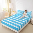 thumbnail image 4 of Homewish Fashion American Flag Full Size Sheets, Blue Plaid Stripes Bed Sheets, Modern Abstract Ombre Sheet Sets, Ultra Soft Bedroom Decor, 4pcs, 4 of 7