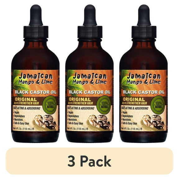 (3 pack) Jamaican Mango & Lime Pure Castor Hair Oil ,4 fl oz