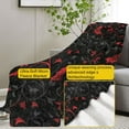 thumbnail image 3 of Enchanted Autumn Leaves Fleece Blanket Gifts, Elegant Red and Black Bat Design, Cozy Throw 60x80 inches, Halloween Decor, 3 of 6