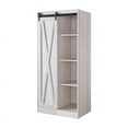 thumbnail image 3 of Furniture of America Ezzi Farmhouse Wood Sliding-Door Wardrobe in White Oak, 3 of 7
