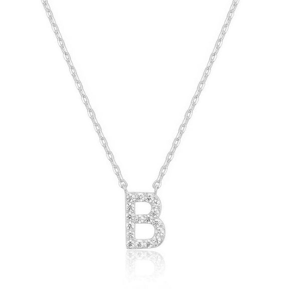 Bonjour Jewelers 14k White Gold Created Diamond Initial B Letter Pendant Necklace Plated