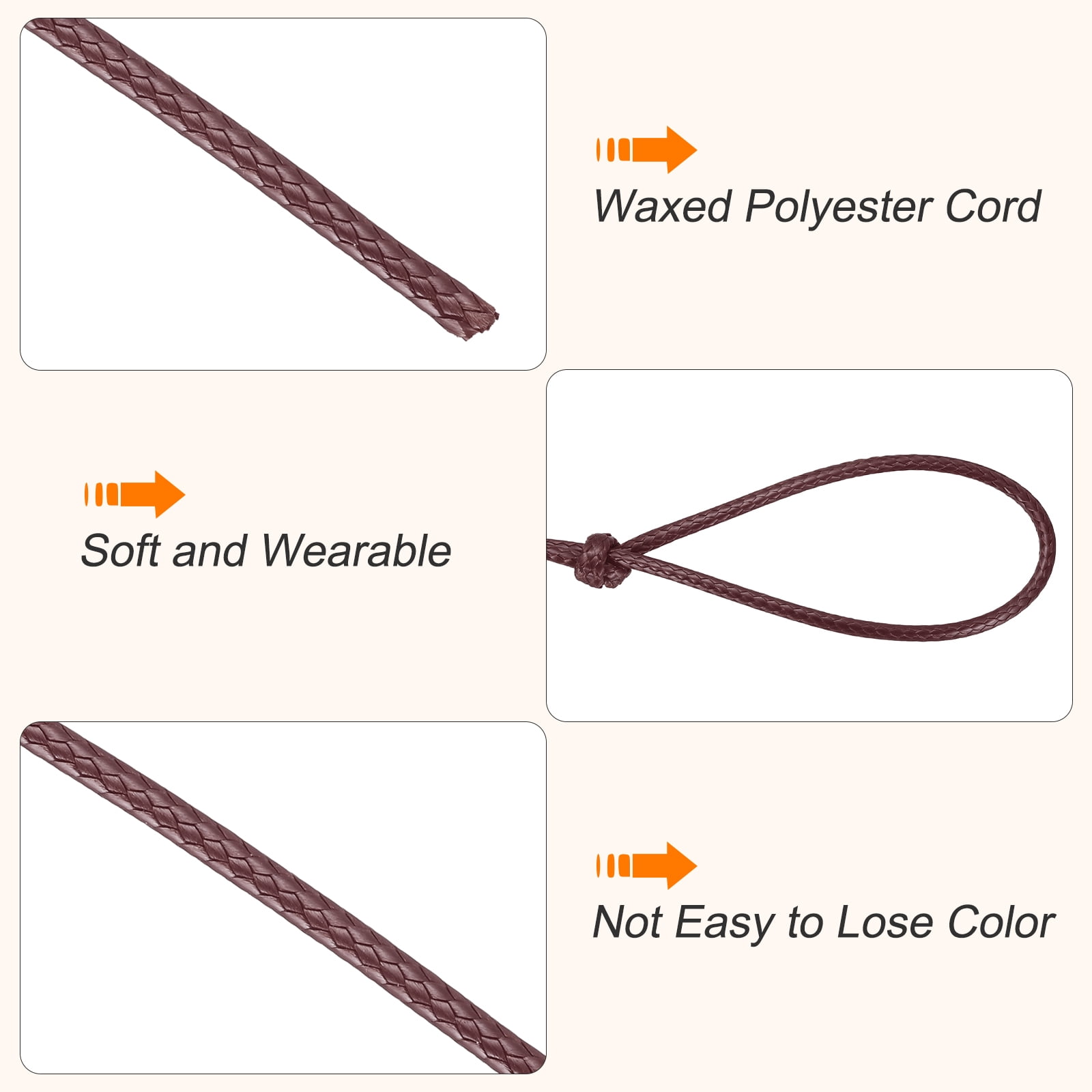 Waxed Cord 2.5mm Waxed Thread 87 Yard Wax String Leather Cord for Bracelet Making, Necklaces, Beading, Jewelry Making and DIY Crafts(Dark Red)