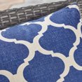 Giovanna Outdoor Quatrefoil 18" Water Resistant Fabric Square Pillow, Beige on Blue