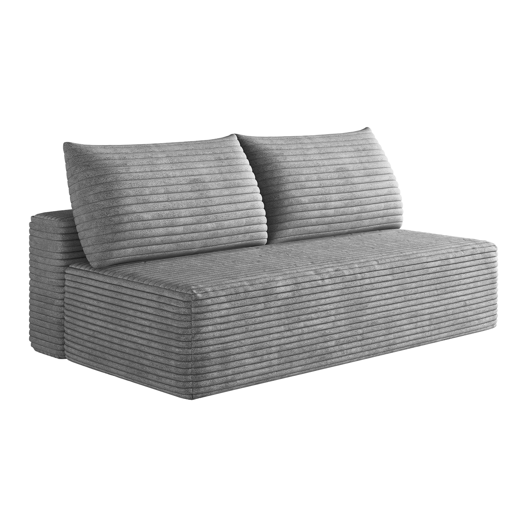Leumius Cloud Sectional Couch,Modern Modular Sofa with Deep Seat and Backrest,Upholstered Plush Corduroy Fabric Sofa Couch with 2 Pillows for Living Room Bedroom,No Assembly,Gray
