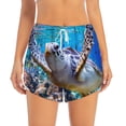 thumbnail image 2 of Fotbe Sea Turtle Swims Womens High Waist Running Shorts Athletic Workout Quick Dry Shorts for Women with Pockets Gym Yoga Summer Shorts-Small, 2 of 9