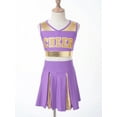thumbnail image 2 of Yruioon Girls Cheer Leader Outfit Cheerleading School Uniform Letter Print Tank Top with Pleated Lavender 16, 2 of 7