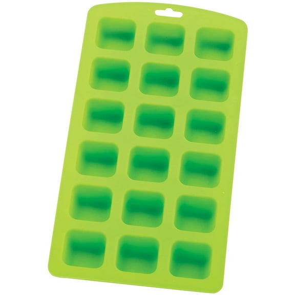 HIC Green Silicone Square Shape Ice Cube Tray and Baking Mold - Makes 18 Cubes