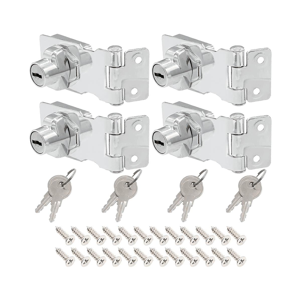 4 Pcs Keyed Hasp Locks 2.5 Inch Twist Knob Keyed Locking Hasp, Metal