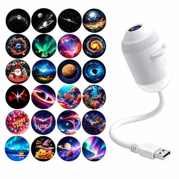 EROSHOO 2-in-1 HD Galaxy Star Christmas Themed Projector Night Light, 360 Rotating, usb Plug-and-Play Mini Night Light Projector(24 Projection Films)