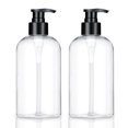 thumbnail image 1 of Botellas con bomba KREMORV, paquete de 2, 300 ml, transparentes y rellenables, 1 of 6