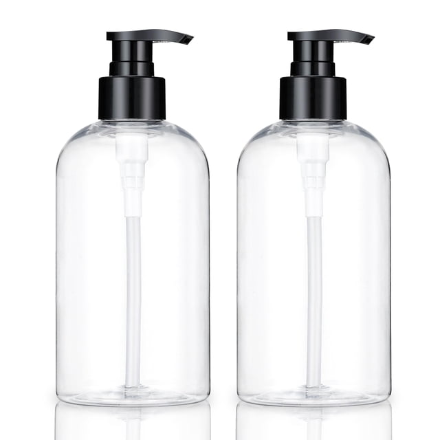 Botellas con bomba KREMORV, paquete de 2, 300 ml, transparentes y rellenables
