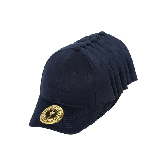 Top Headwear Structured Adjustable Baseball Hat, Navy 6 pack