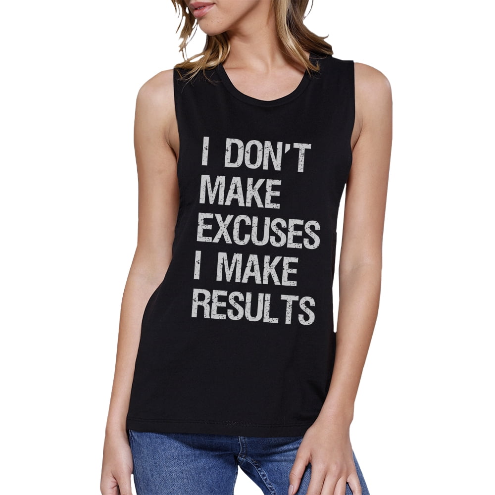 Excuses Results Womens Black Unique Exercise Tank Top Muscle Shirt ...