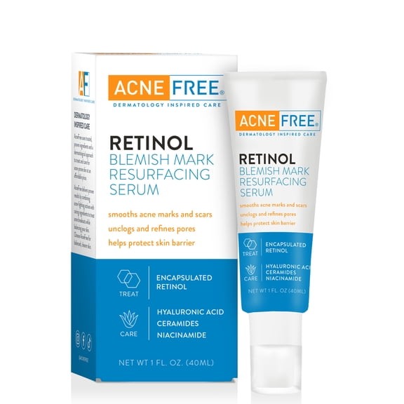 AcneFree Retinol Blemish Mark Resurfacing Serum, with Hyaluronic Acid & Ceramides, 1 fl oz