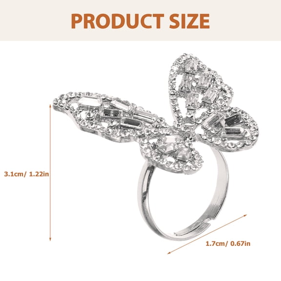 LOLIPPYY Rhinestone Butterflies Ring for Women's in Assorted Colors Perfect for Daily Wear or Special Occasions