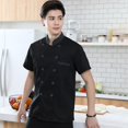 thumbnail image 4 of Unisex Chef Coat Jacket Catering Kitchen Work Clothes For Short Sleeve Chef Wear 2XL Black, 4 of 9