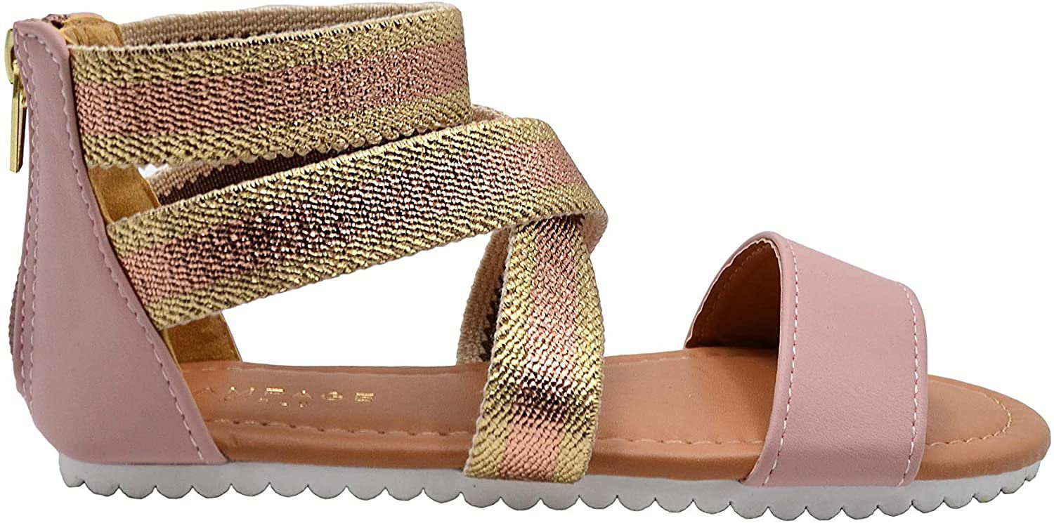 Girls Sandals Sizes 10 11 12 13 1 2 Gladiator Glitter Sparkle Slider Cross Strap Buckle Shoes