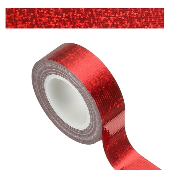 Uxcell 1 Roll Prism Tape, 15mm Self-Adhesive Holographic Reflective Decorative Tape for Crafts DIY Gift Packaging Art Scrapbook Wrapping Wall Decor, Red