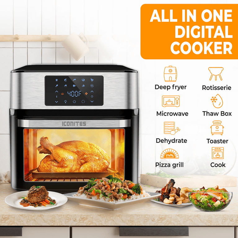 Iconites 20 Quart Air Fryer 10-in-1 Toaster Oven AO1202K with Rotisserie  Black Airfryer on Sale 20 qt