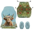 thumbnail image 4 of SCRAWLGOD Highland Cow Floral Butterfly Print Green Blue Pattern Gaming Chair Cover with Armrest Cover, Anti Slip Rotating Chair Protection Computer Chair Slipcover with Elastic Band for Home Studio, 4 of 7