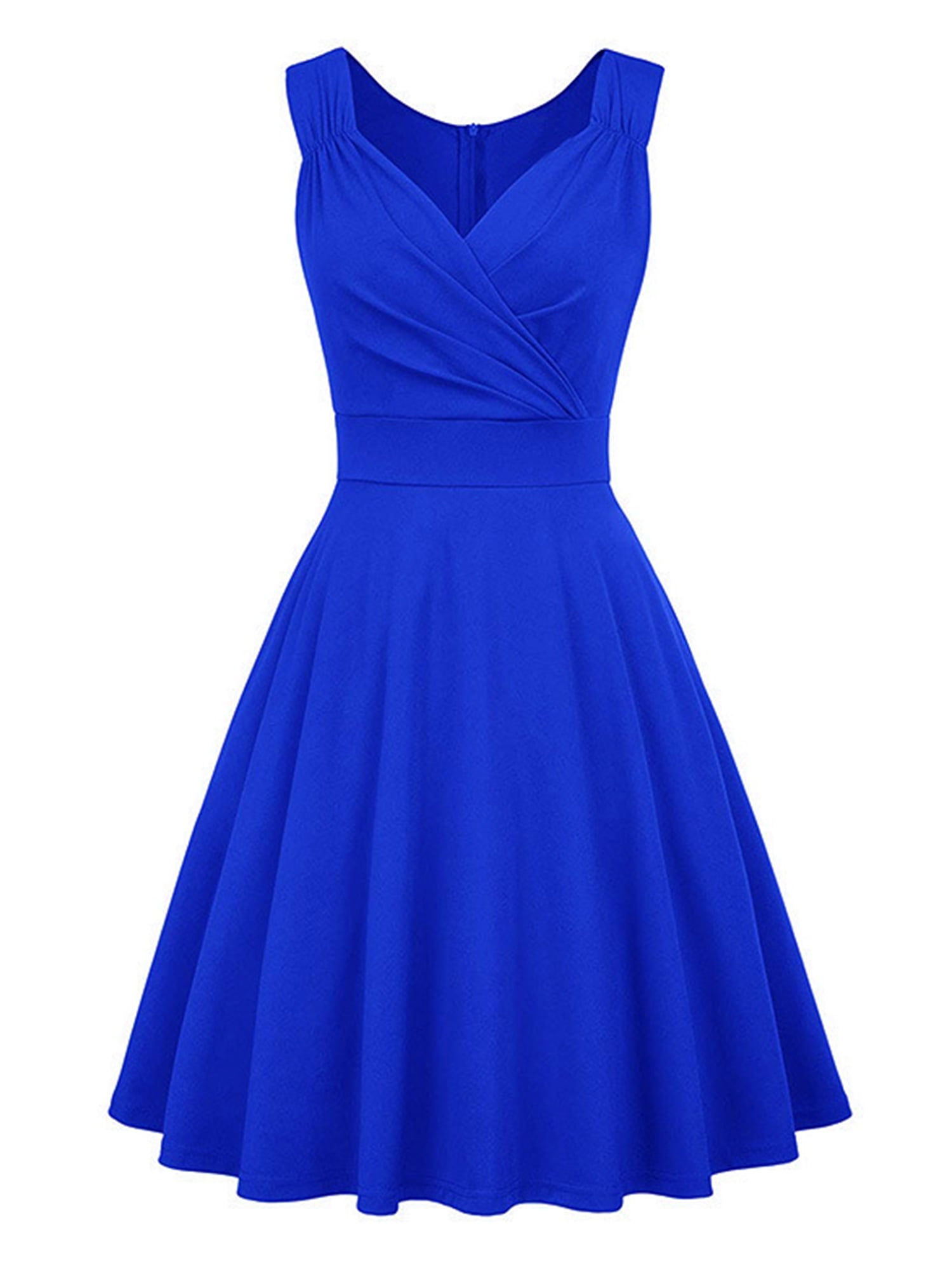 Voguele Ladies Mini Dresses V Neck Ball Gown Pleated Party Short Dress