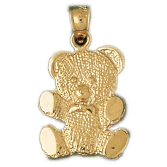 14K Yellow Gold Teddy Bear Pendant - 19 mm